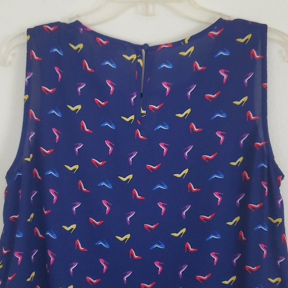 NWT Sunny Leigh Navy High Heels Print Sleeveless Top M - Picture 11 of 13